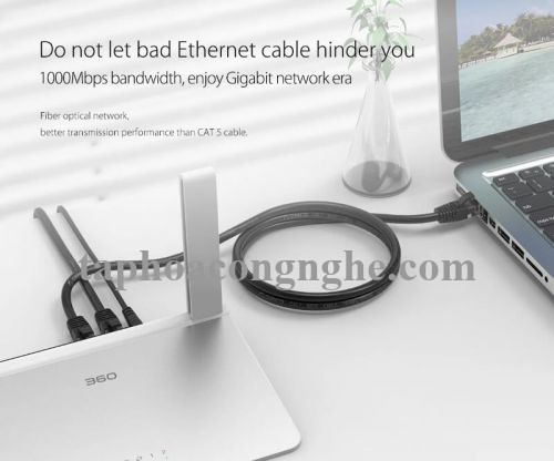 Orico 97802 PUG-C6-150-BK cat6 gigabit 15m màu đen Cáp mạng 30097802